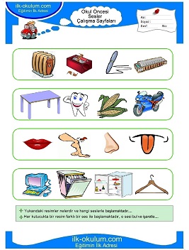 Çocuklar İçin Farklı Sesi Bul Çalışma Sayfaları 